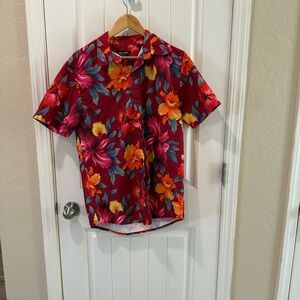 Rebel minds Floral Red and Orange Men's Casual Button Down Shirt